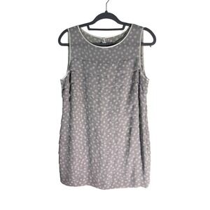 Jacques Vert Dress Womens 12 Gray Polka Dot Shift‎ Sleeveless Lined Chiffon